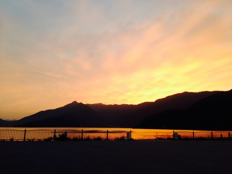 河口湖の夕日